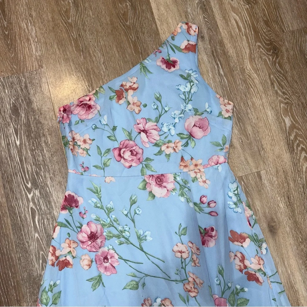Lulus Elegant Admiration Light Blue Floral One-Shoulder Maxi Dress - Picture 5 of 6